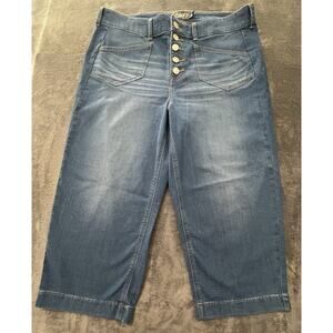 Torrid Crop Wide Leg Lightweight Stretch High-Rise Jean Size 16 Medium Wash